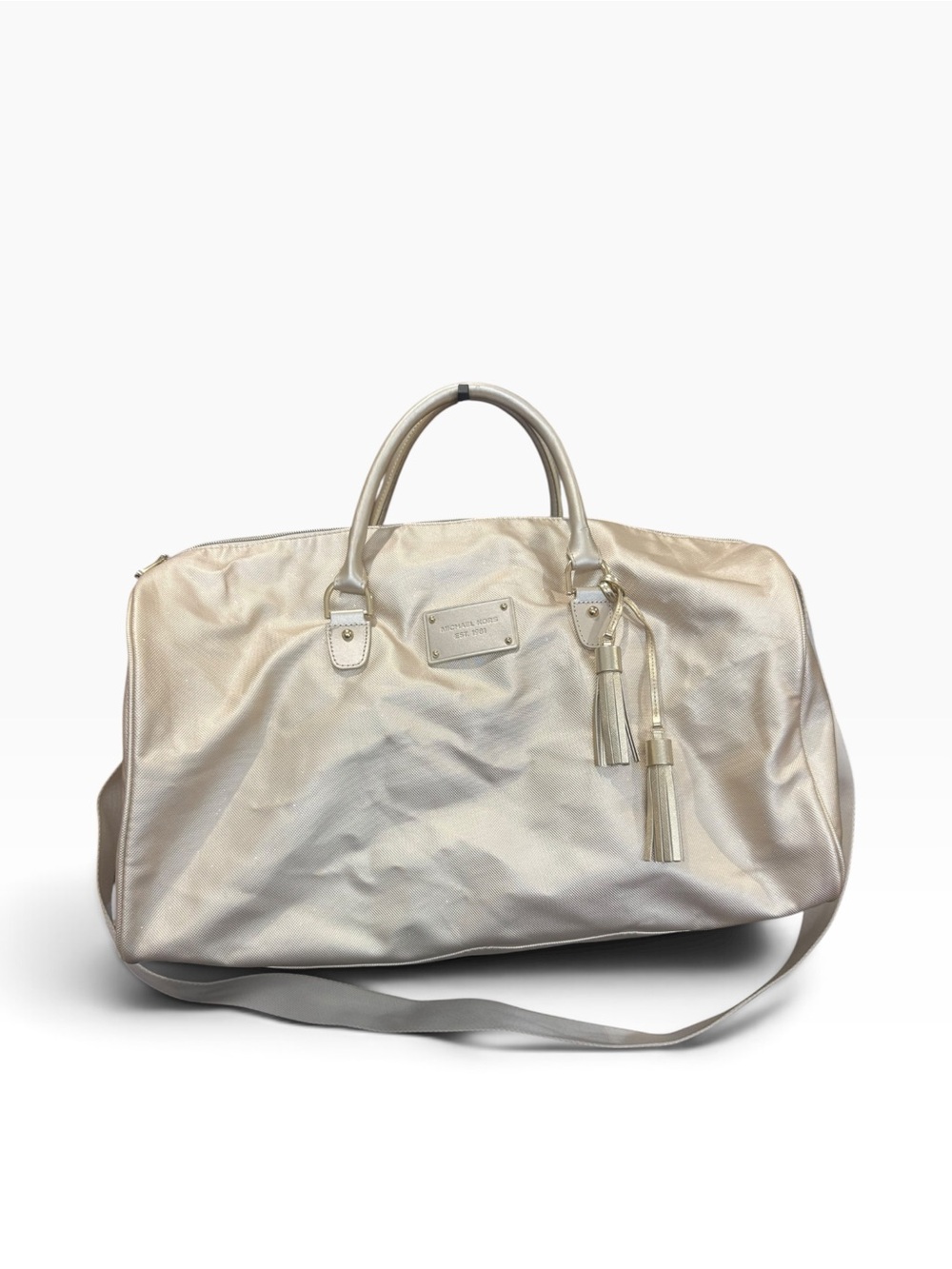 Michael Kors Cream Travel Duffel with Tassel
